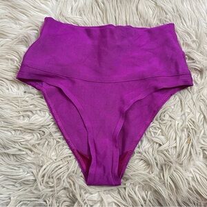 SKIMS Swim High Waisted Knit Bikini Bottom in Lollipop Fuchsia Magenta Purple